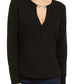 Blusa feminina com decote em V e abertura para fechadura da INC International Concepts - preta, tamanho X-S