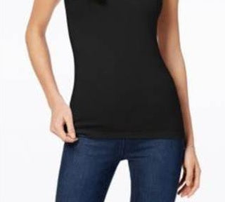 Blusa feminina Maison Jules com decote redondo, preta, tamanho X-S