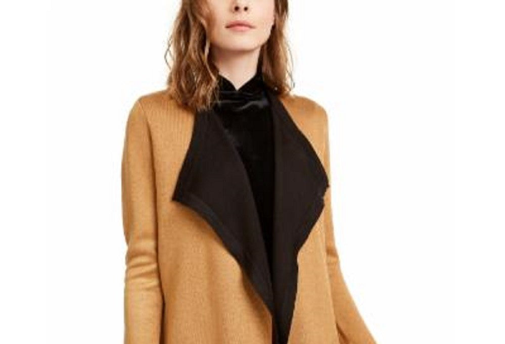 Anne Klein Cardigan Feminino Manga Longa Aberto Bege Tamanho X-G