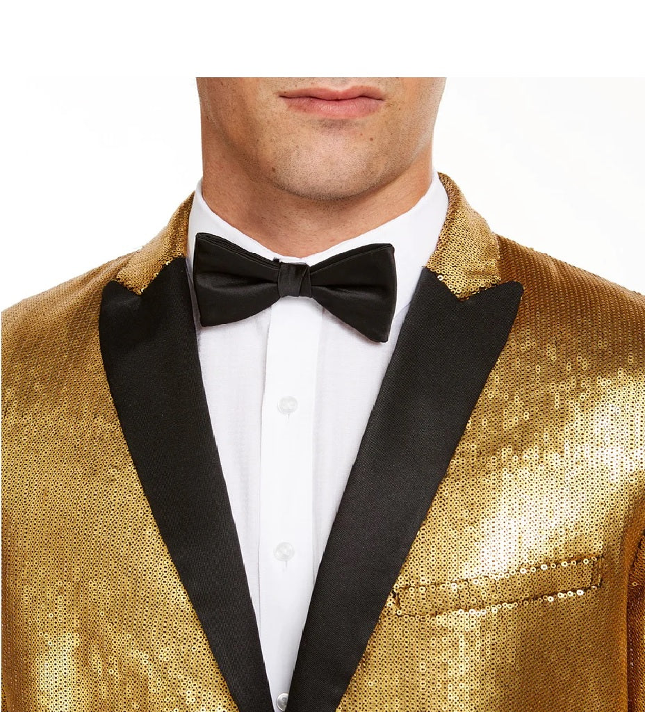 INC International Concepts Casaco masculino grande e alto com lantejoulas e um botão, tamanho dourado -2XB