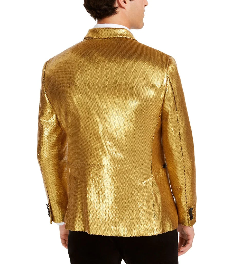 INC International Concepts Casaco masculino grande e alto com lantejoulas e um botão, tamanho dourado -2XB