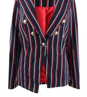 Tommy Hilfiger Blazer feminino listrado trespassado vermelho tamanho 14