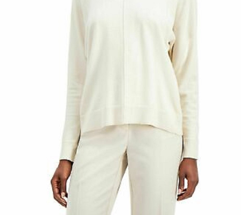 Suéter feminino Alfani com costura central, branco, tamanho médio