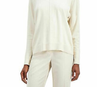 Suéter feminino Alfani com costura central, branco, tamanho médio