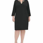 Vestido tubinho Tommy Hilfiger feminino na altura do joelho, preto, tamanho 16W