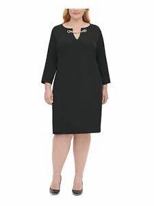 Vestido tubinho Tommy Hilfiger feminino na altura do joelho, preto, tamanho 16W