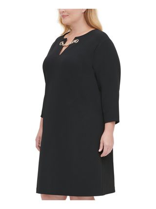 Vestido tubinho Tommy Hilfiger feminino na altura do joelho, preto, tamanho 16W