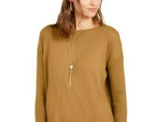 Suéter túnica feminino estilo &amp; co com costura frontal pequena mostarda tamanho PXL