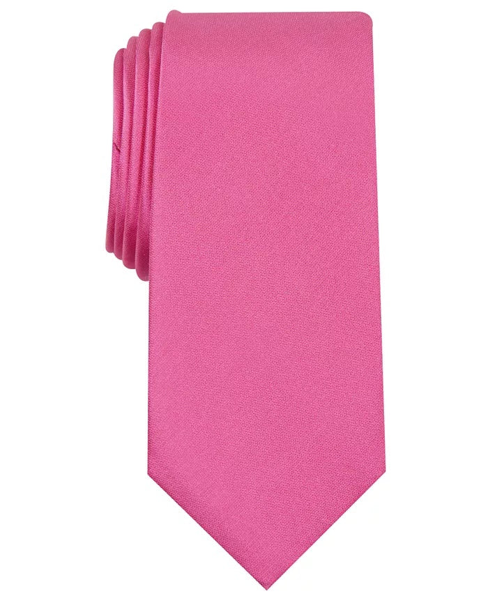 Gravata Alfani Masculina Slim com Textura Sólida Rosa Tamanho Regular