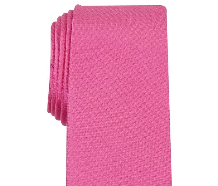 Gravata Alfani Masculina Slim com Textura Sólida Rosa Tamanho Regular