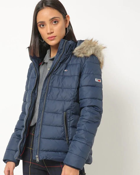 Jaqueta Tommy Hilfiger Feminina Faux-Shearling Azul Tamanho Médio