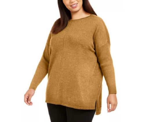 Suéter túnica plus size feminino estilo &amp; co, com frente pequena, tempero e cominho, tamanho 3X