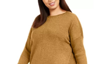 Suéter túnica plus size feminino estilo &amp; co, com frente pequena, tempero e cominho, tamanho 3X