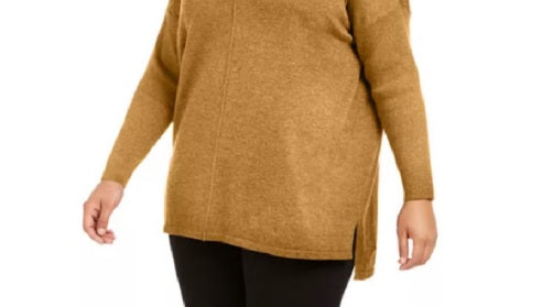 Suéter túnica plus size feminino estilo &amp; co, com frente pequena, tempero e cominho, tamanho 3X