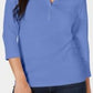 Camisa Henley de algodão pequena feminina Karen Scott, azul, tamanho PS/M