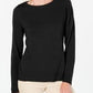 Karen Scott Suéter Feminino Gola Redonda Manga Longa Preto Tamanho Grande