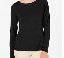 Karen Scott Suéter Feminino Gola Redonda Manga Longa Preto Tamanho Grande