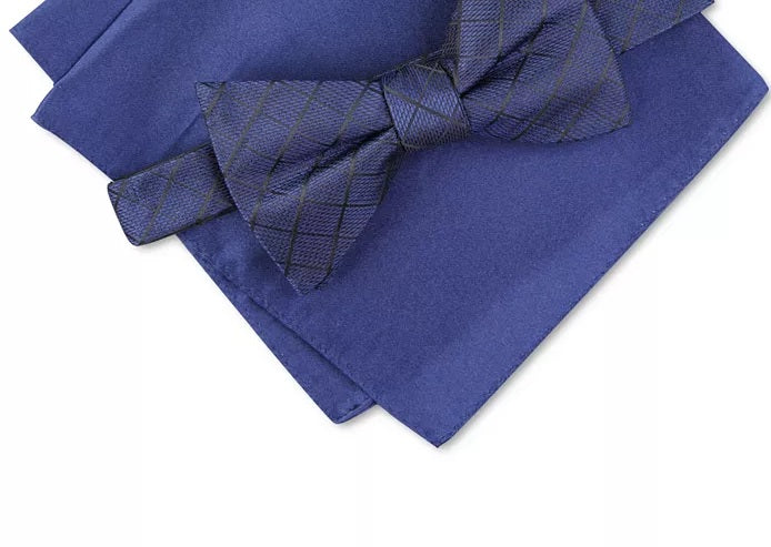 Gravata borboleta pré-amarrada abstrata Debrin masculina Alfani, tamanho regular, azul