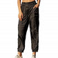 Calça feminina esportiva com bolso e zíper Free People, preta, tamanho grande
