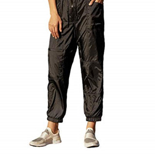 Calça feminina esportiva com bolso e zíper Free People, preta, tamanho grande