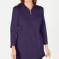 Karen Scott Blusa feminina de algodão com meio zíper e gola alta, roxa, tamanho médio