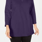 Karen Scott Blusa feminina de algodão com meio zíper e gola alta, roxa, tamanho médio