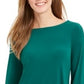 Blusa de crepe feminina Charter Club com mangas amarradas, verde, tamanho pequeno