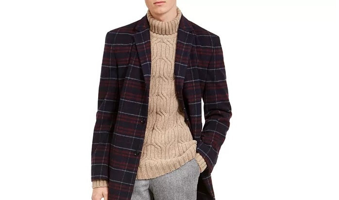Tommy Hilfiger Masculino Modern-Fit Performance Stretch Flex Plaid Addison Sobretudo Vermelho Tamanho 40 T