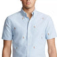 Camisa Oxford Ralph Lauren Masculina Allover Pony Manga Curta Azul Tamanho XS