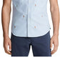 Camisa Oxford Ralph Lauren Masculina Allover Pony Manga Curta Azul Tamanho XS
