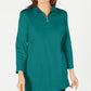 Karen Scott Blusa Feminina Verde Manga Longa Gola Alta Azul Tamanho Médio