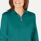 Karen Scott Blusa Feminina Verde Manga Longa Gola Alta Azul Tamanho Médio
