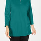 Karen Scott Blusa Feminina Verde Manga Longa Gola Alta Azul Tamanho Médio