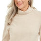 Karen Scott Suéter Feminino Petite Luxsoft Gola Alta Bege Tamanho Pequeno