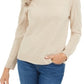 Karen Scott Suéter Feminino Petite Luxsoft Gola Alta Bege Tamanho Pequeno