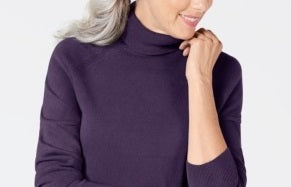 Karen Scott Suéter Feminino Petite Luxsoft Gola Alta Roxo Tamanho PS/M