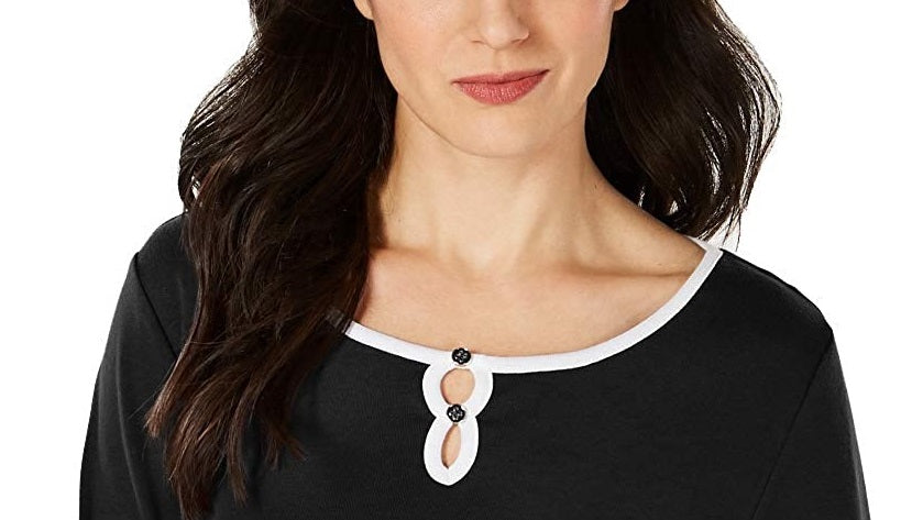 Karen Scott Top Feminino com Acabamento Contrastado Preto Tamanho X-S