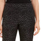 Calça capri feminina estampada com controle de barriga JM Collection, preta, tamanho X-G