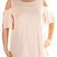 Blusa feminina Alfani com decote frontal e ombros descobertos, rosa claro, tamanho grande
