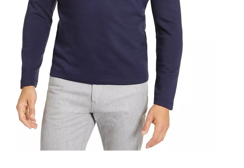 Suéter Alfani Masculino Manga Longa Gola Alta Vermelho Mesclado com Zíper em Quarto Borgonha Tamanho P