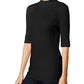 Top curto feminino estilo &amp; co com gola alta, preto, tamanho PS