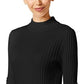 Top curto feminino estilo &amp; co com gola alta, preto, tamanho PS