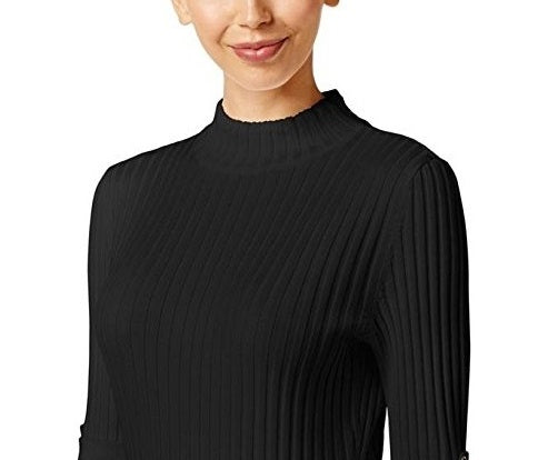Top curto feminino estilo &amp; co com gola alta, preto, tamanho PS