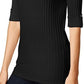 Top curto feminino estilo &amp; co com gola alta, preto, tamanho PS