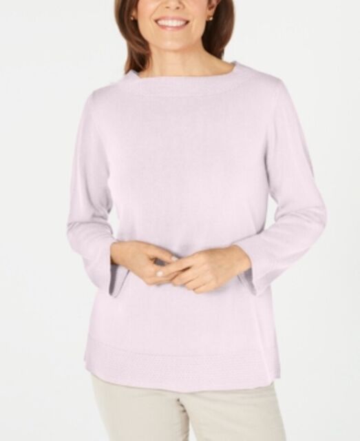 Karen Scott Suéter feminino de manga comprida com gola canoa, rosa, tamanho GG