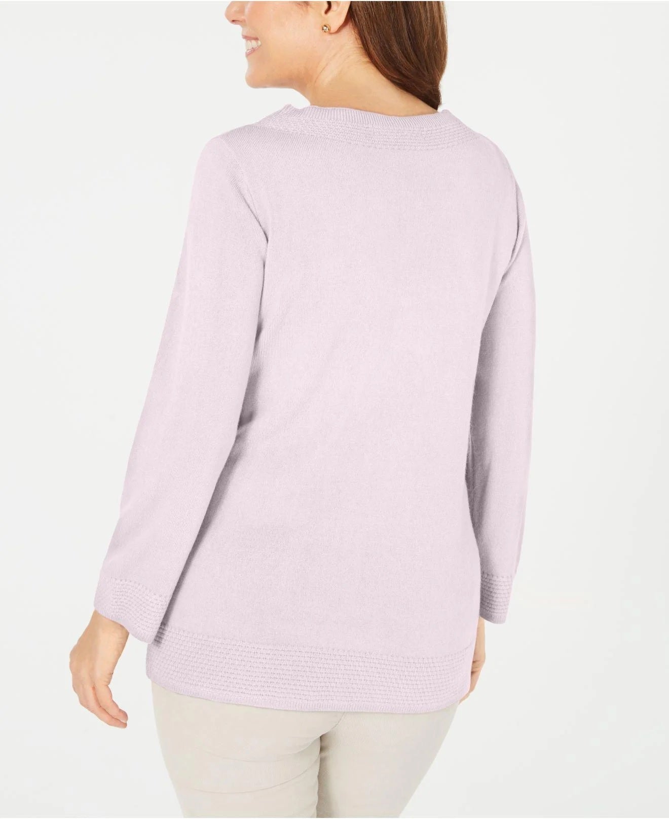 Karen Scott Suéter feminino de manga comprida com gola canoa, rosa, tamanho GG