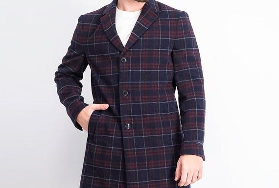 Sobretudo Tommy Hilfiger Masculino Modern-Fit Performance Stretch Flex Plaid Addison Vermelho/Azul Tamanho 36
