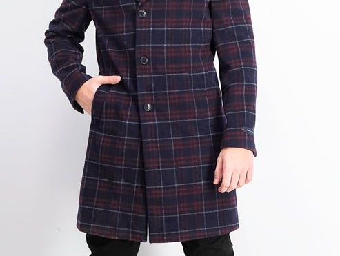 Sobretudo Tommy Hilfiger Masculino Modern-Fit Performance Stretch Flex Plaid Addison Vermelho/Azul Tamanho 36