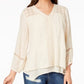 Top feminino estilo &amp; co com bainha e lenço de renda, branco, tamanho extrapequeno