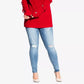 Suéter feminino plus size com mangas ilhós City Chic vermelho tamanho 22W